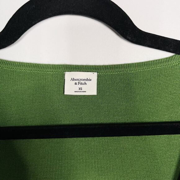 Abercrombie & Fitch Womens XS Green Corset Slim Knit Long Sleeve Cropped Sweater - Picture 5 of 7